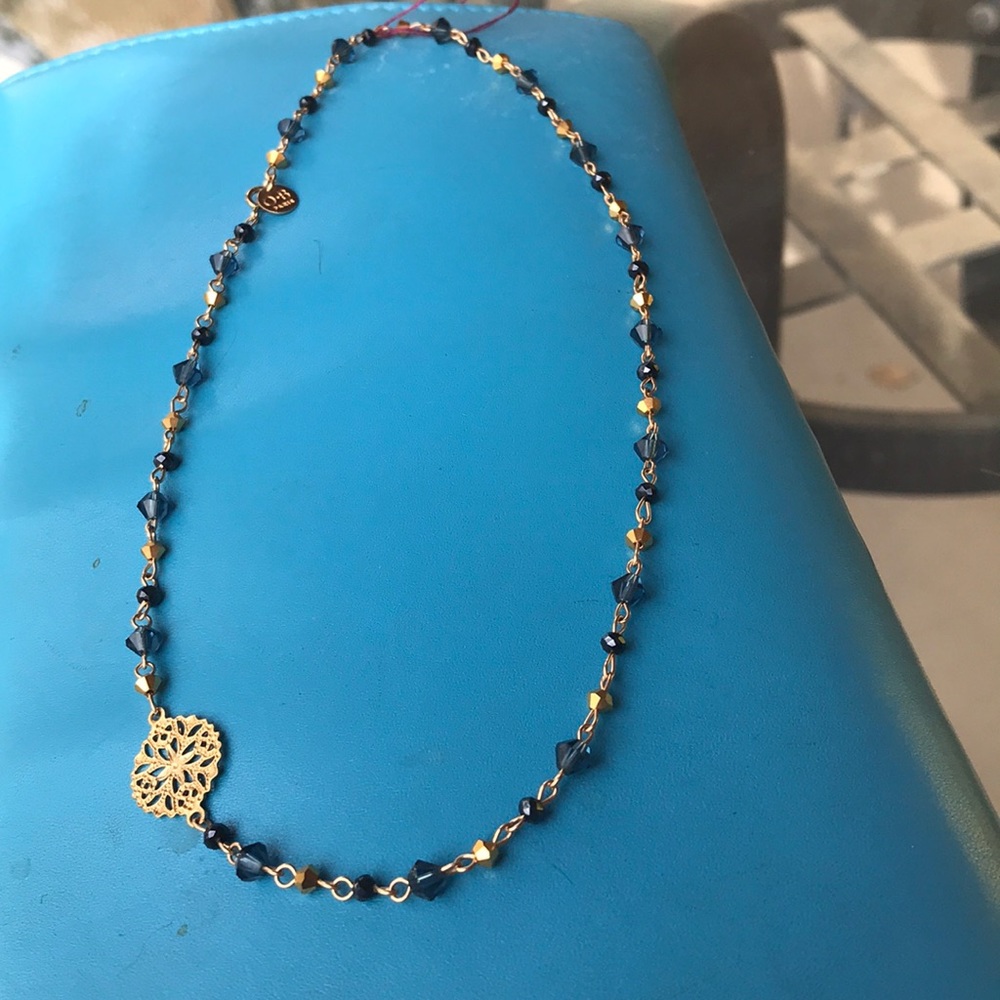 Blue and gold crystal choker🌺